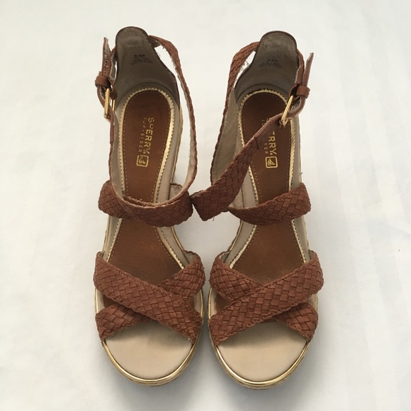 Sperry Brown Woven Wedges - Picture 3 of 8